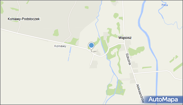 Wąsosz gmina Koniecpol, Koniawy, mapa Wąsosz gmina Koniecpol