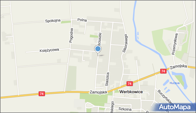 Werbkowice, Kościuszki Tadeusza, gen., mapa Werbkowice