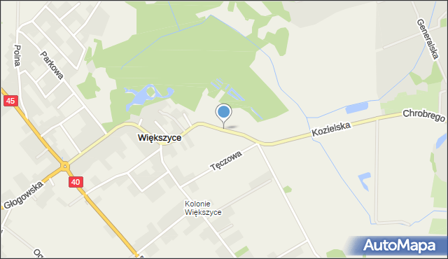 Większyce, Kozielska, mapa Większyce