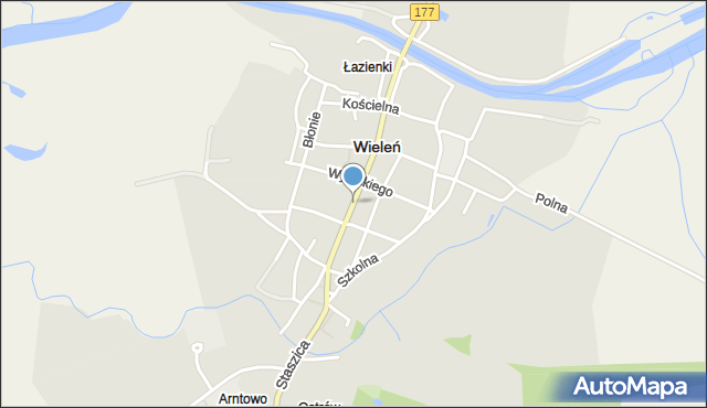 Wieleń powiat czarnkowsko-trzcianecki, Kościuszki Tadeusza, gen., mapa Wieleń powiat czarnkowsko-trzcianecki