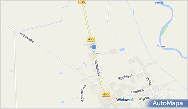 Wielowieś gmina Sieroszewice, Kościelna, mapa Wielowieś gmina Sieroszewice