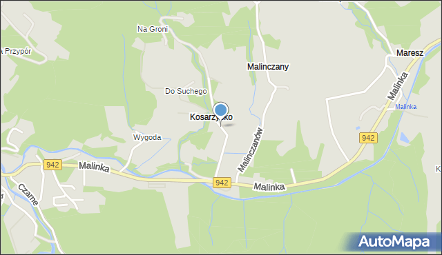 Wisła, Koszarzyska, mapa Wisła