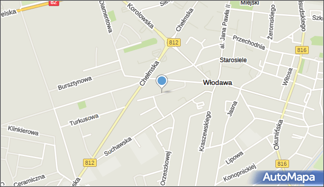 Włodawa, Konwaliowa, mapa Włodawa