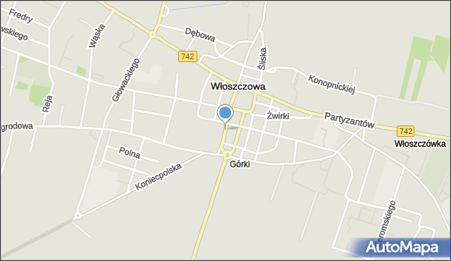 Włoszczowa, Kościuszki Tadeusza, gen., mapa Włoszczowa