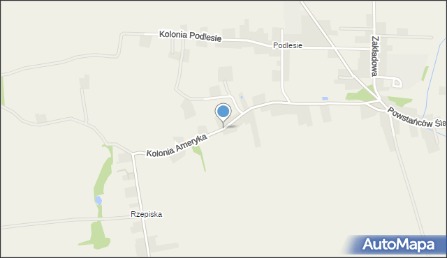 Wojska, Kolonia Ameryka, mapa Wojska