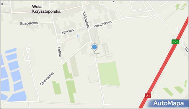 Wola Krzysztoporska, Kościuszki Tadeusza, gen., mapa Wola Krzysztoporska