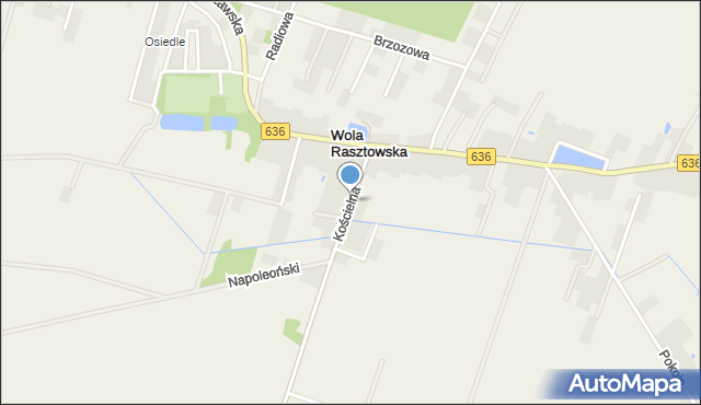 Wola Rasztowska, Kościelna, mapa Wola Rasztowska