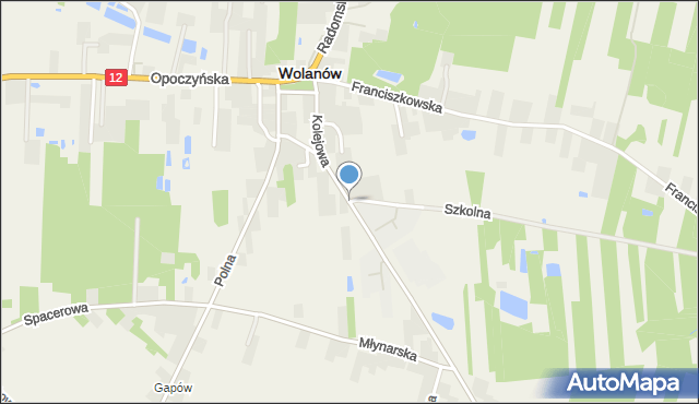 Wolanów powiat radomski, Kolejowa, mapa Wolanów powiat radomski