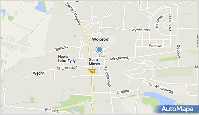 Wolbrom, Kościelna, mapa Wolbrom