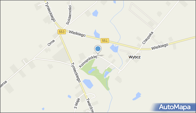 Wybcz, Konopnickiej Marii, mapa Wybcz