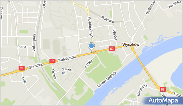 Wyszków, Kościuszki Tadeusza, gen., mapa Wyszków