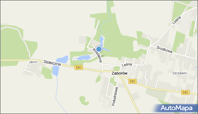 Zaborów gmina Leszno, Kościelna, mapa Zaborów gmina Leszno