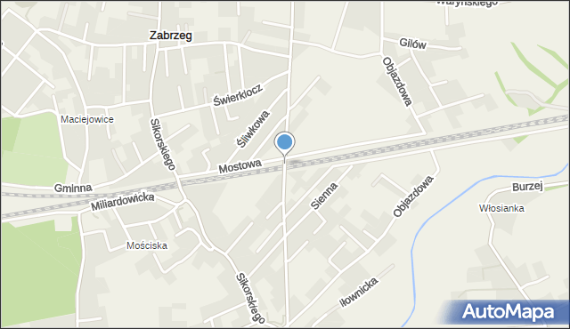 Zabrzeg, Korfantego Wojciecha, mapa Zabrzeg