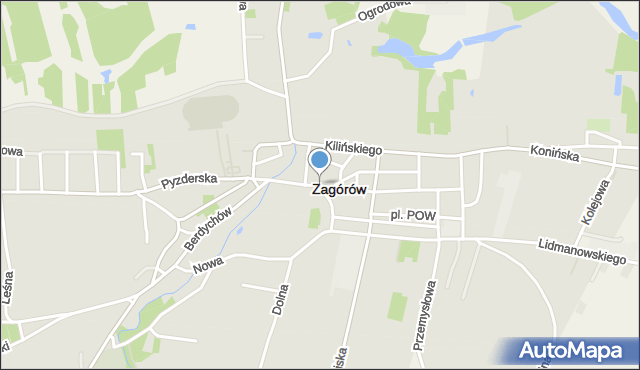 Zagórów, Kościelna, mapa Zagórów