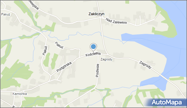 Zakliczyn gmina Siepraw, Kościelna, mapa Zakliczyn gmina Siepraw