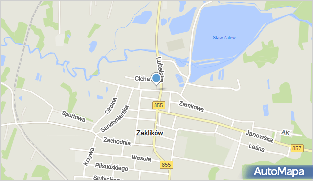 Zaklików, Kościelna, mapa Zaklików