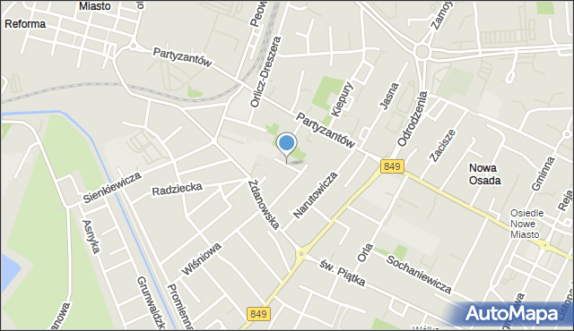 Zamość, Kosynierów, mapa Zamościa