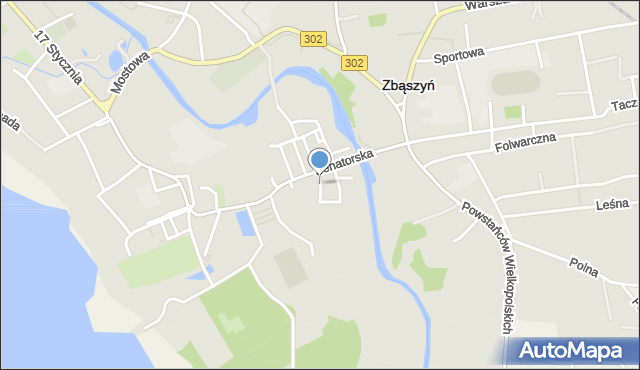 Zbąszyń, Kościelna, mapa Zbąszyń