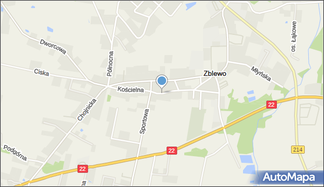 Zblewo, Kościelna, mapa Zblewo