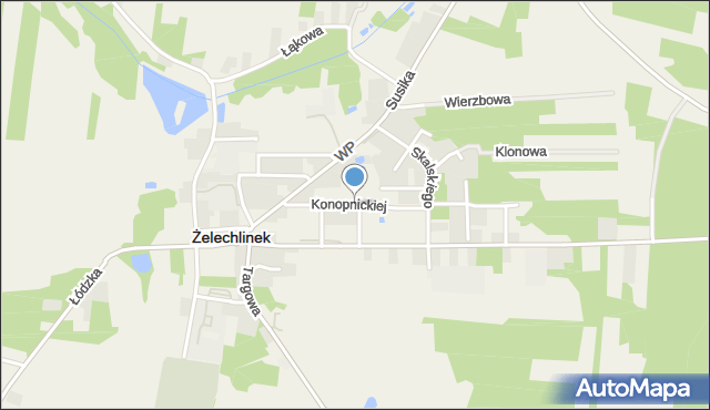 Żelechlinek, Konopnickiej Marii, mapa Żelechlinek