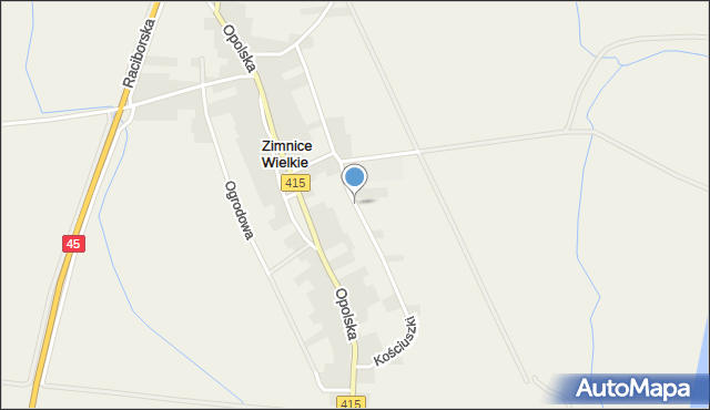 Zimnice Wielkie, Kościuszki Tadeusza, gen., mapa Zimnice Wielkie