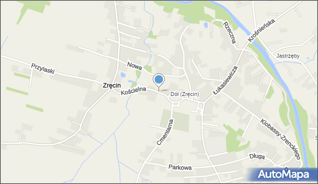 Zręcin, Kościelna, mapa Zręcin