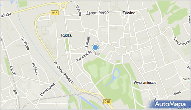 Żywiec, Kościuszki Tadeusza, gen., mapa Żywiec