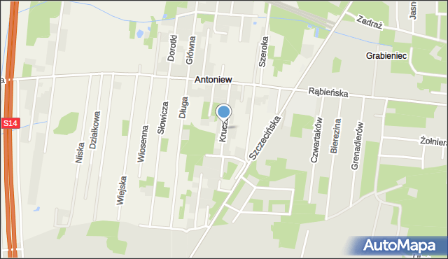 Antoniew gmina Aleksandrów Łódzki, Krucza, mapa Antoniew gmina Aleksandrów Łódzki