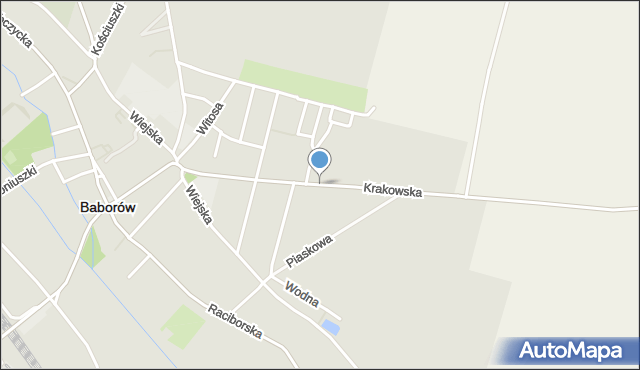 Baborów, Krakowska, mapa Baborów