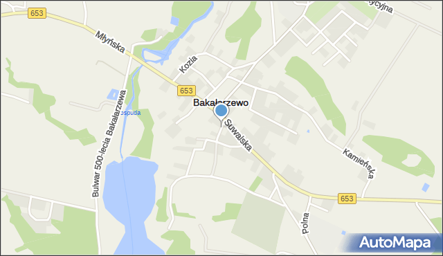 Bakałarzewo, Krzywa, mapa Bakałarzewo