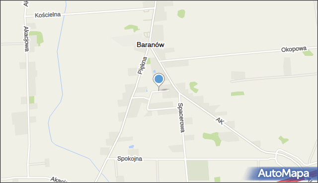 Baranów powiat grodziski, Krótka, mapa Baranów powiat grodziski