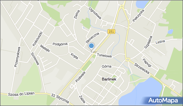 Barlinek, Kręta, mapa Barlinek