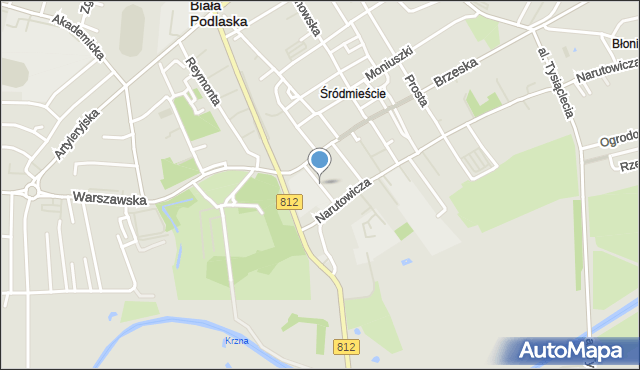 Biała Podlaska, Kraszewskiego Józefa Ignacego, mapa Białej Podlaskiej