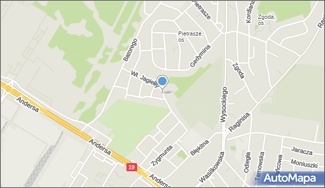 Białystok, Króla Władysława Jagiełły, mapa Białegostoku