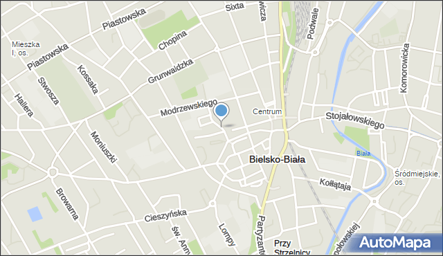 Bielsko-Biała, Kręta, mapa Bielsko-Białej