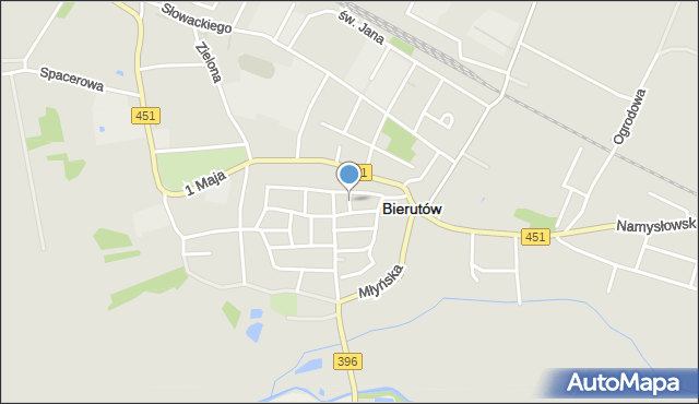 Bierutów, Krótka, mapa Bierutów