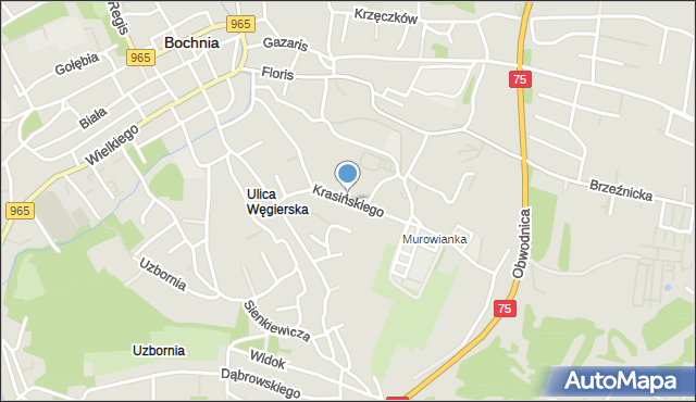 Bochnia, Krasińskiego Zygmunta, mapa Bochni