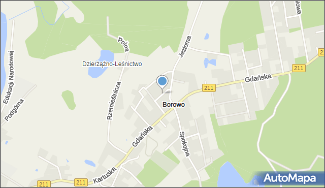 Borowo gmina Kartuzy, Krótka, mapa Borowo gmina Kartuzy