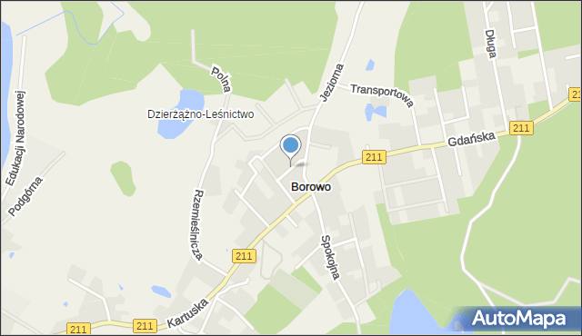 Borowo gmina Kartuzy, Krótka, mapa Borowo gmina Kartuzy