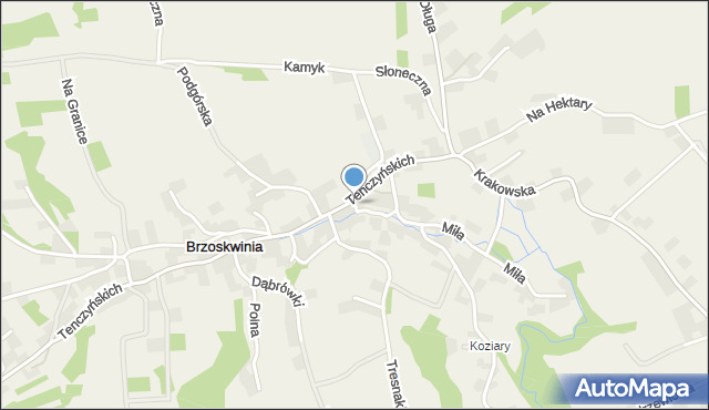 Brzoskwinia, Krótka, mapa Brzoskwinia