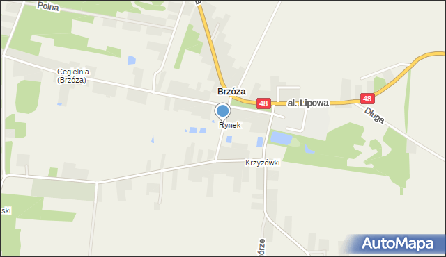 Brzóza, Krótka, mapa Brzóza