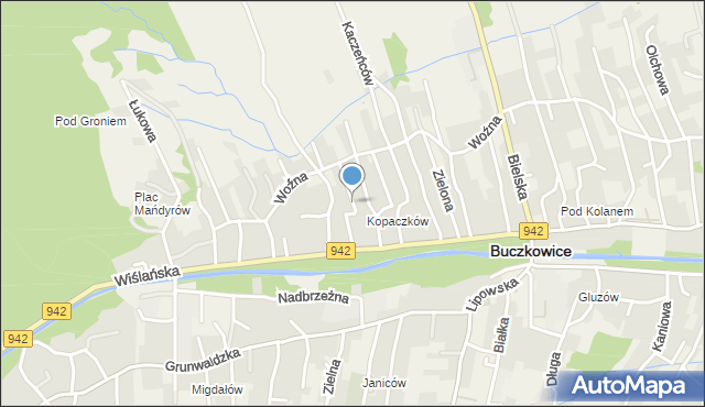 Buczkowice, Kręta, mapa Buczkowice