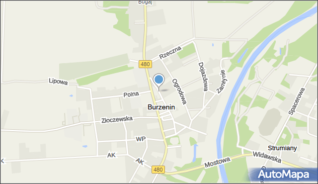 Burzenin, Krótka, mapa Burzenin