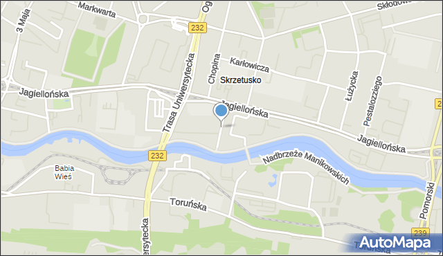 Bydgoszcz, Krakowska, mapa Bydgoszczy