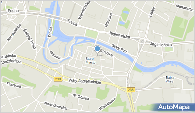 Bydgoszcz, Kręta, mapa Bydgoszczy