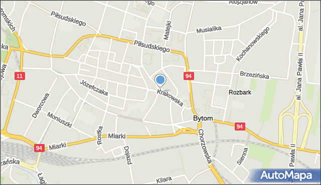 Bytom, Krakowska, mapa Bytomia