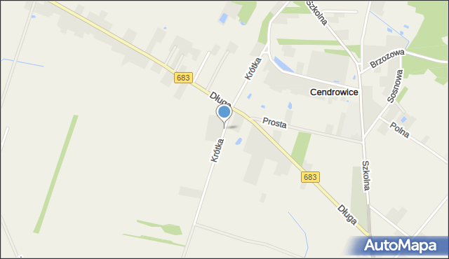 Cendrowice, Krótka, mapa Cendrowice