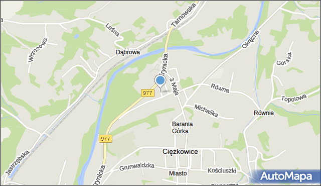 Ciężkowice powiat tarnowski, Krótka, mapa Ciężkowice powiat tarnowski