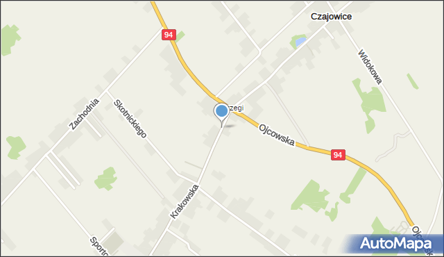 Czajowice, Krakowska, mapa Czajowice
