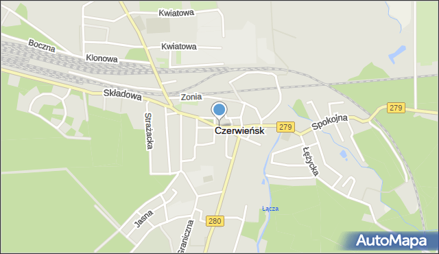 Czerwieńsk, Króla Bolesława Chrobrego, mapa Czerwieńsk